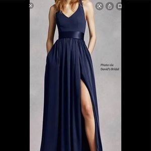 White by Vera Wang V-Neck Halter Gown